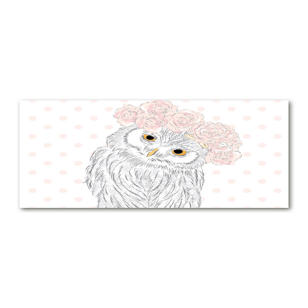 Acrylique tableau Hibou dans une guirlande