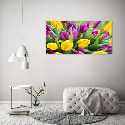 Tableau verre acrylique Tulipes colorées