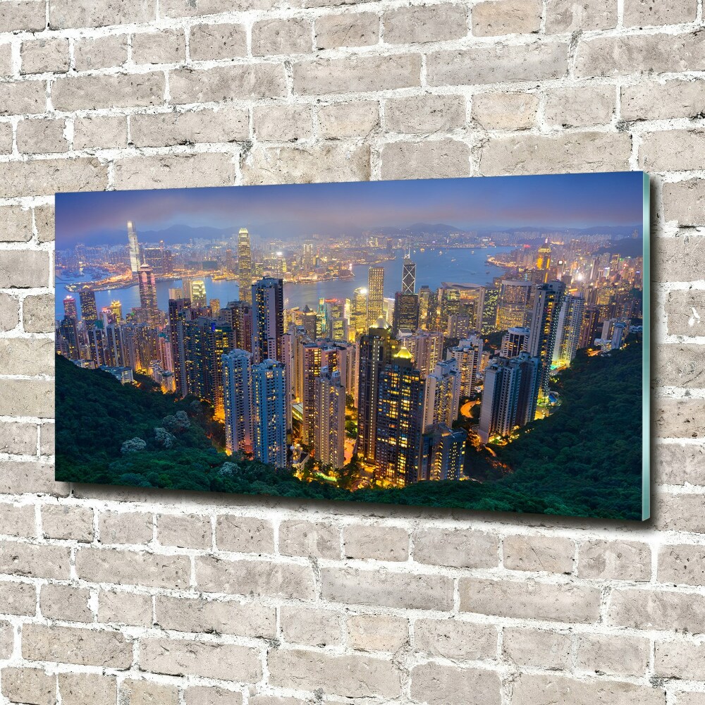 Tableau acrylique Hong Kong de nuit