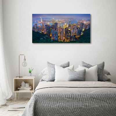 Tableau acrylique Hong Kong de nuit