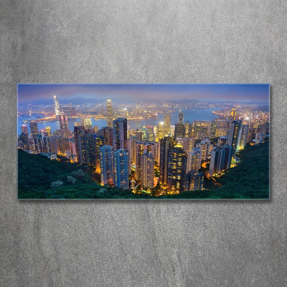 Tableau acrylique Hong Kong de nuit