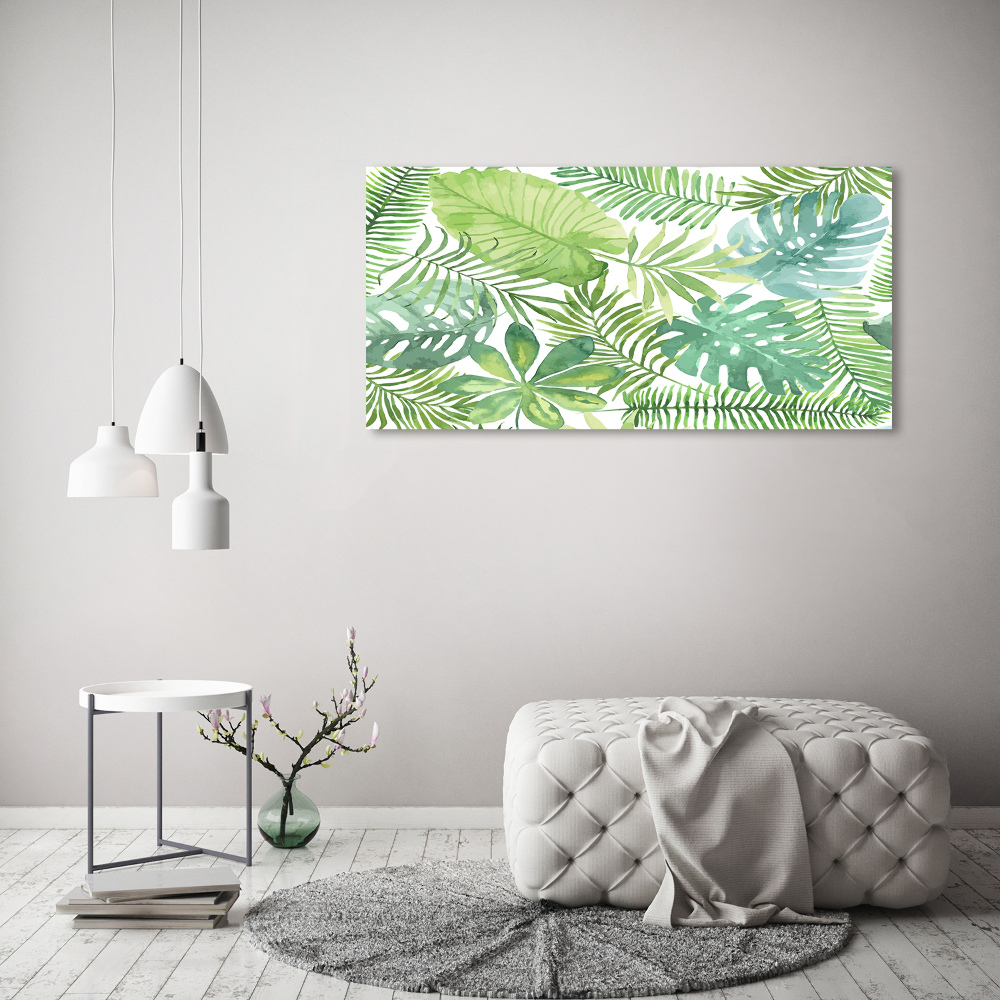 Tableau sur verre acrylique Feuilles vertes tropicales