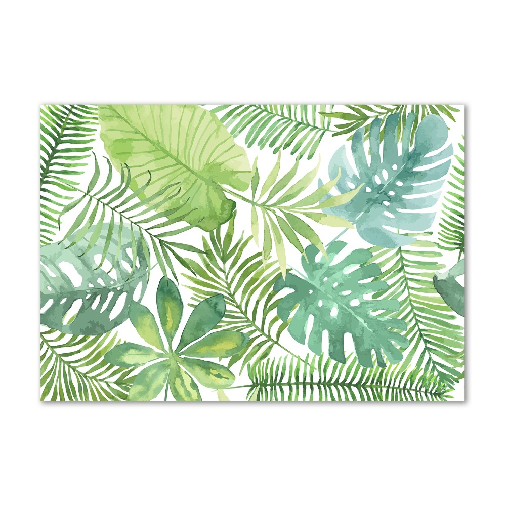 Tableau sur verre acrylique Feuilles vertes tropicales