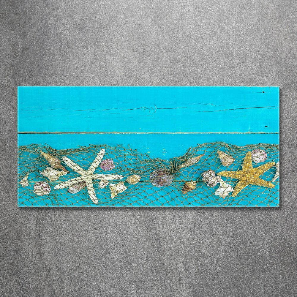 Tableau sur verre acrylique Étoile de mer et coquillages