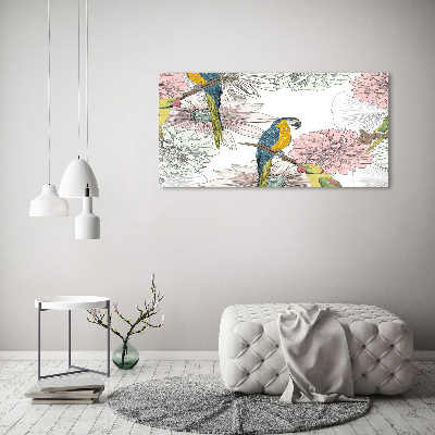 Tableau acrylique Perroquets et fleurs