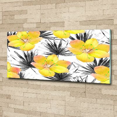 Tableau en acrylique Fleurs exotiques jaunes