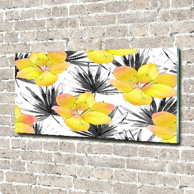 Tableau en acrylique Fleurs exotiques jaunes