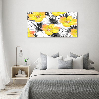 Tableau en acrylique Fleurs exotiques jaunes