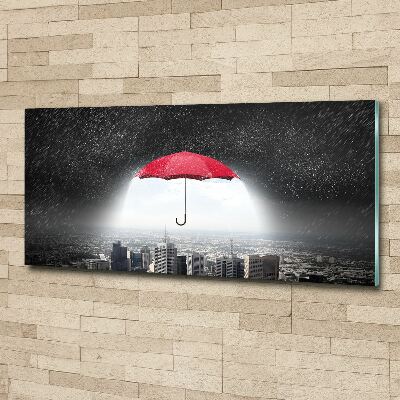 Tableau sur verre acrylique Parapluie sur la ville