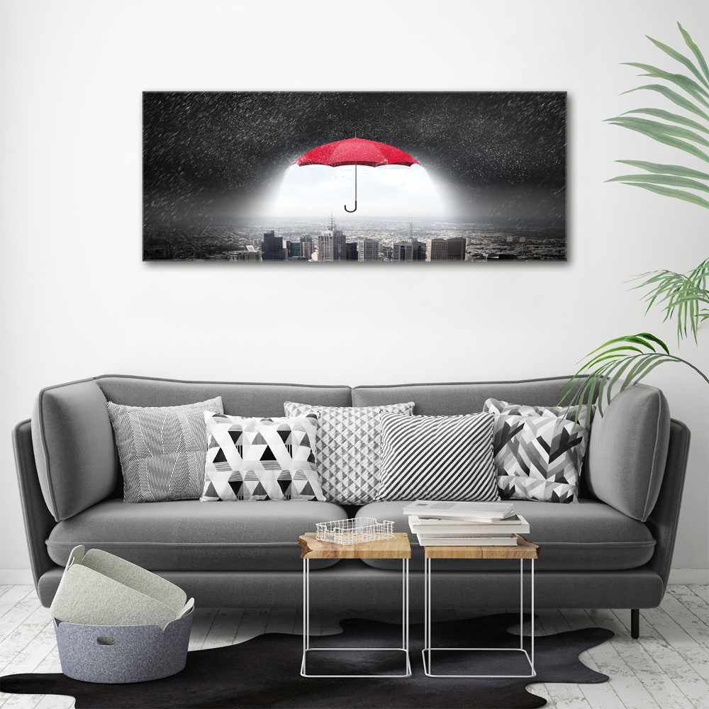 Tableau sur verre acrylique Parapluie sur la ville