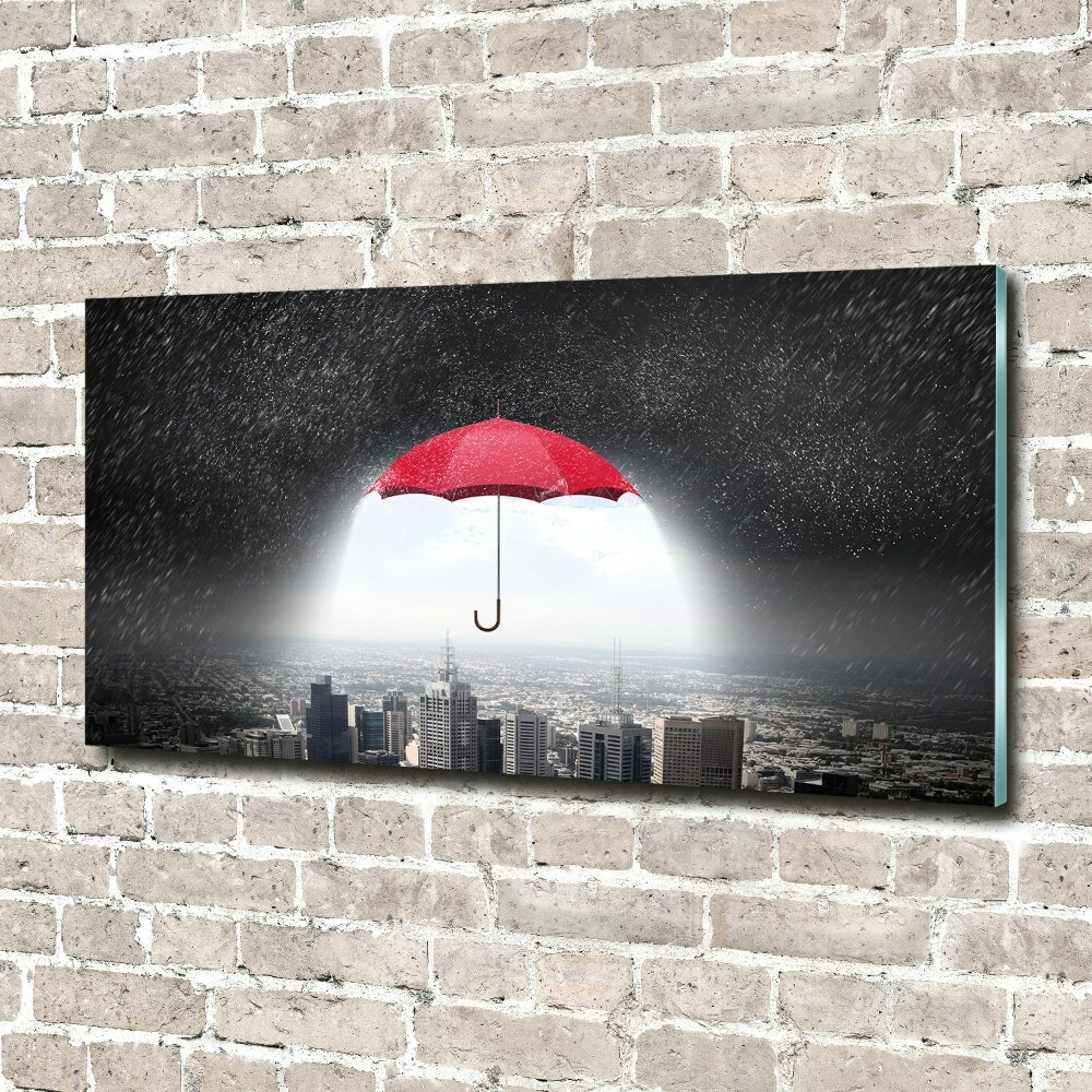 Tableau sur verre acrylique Parapluie sur la ville