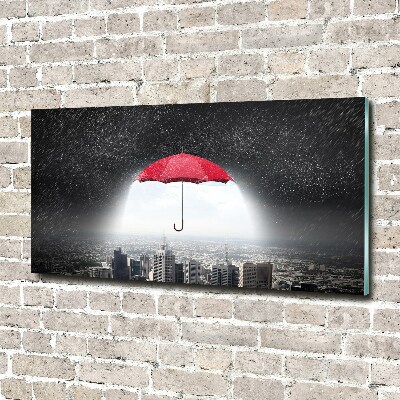 Tableau sur verre acrylique Parapluie sur la ville