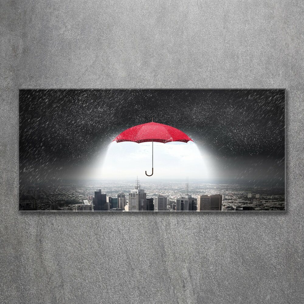 Tableau sur verre acrylique Parapluie sur la ville