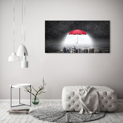 Tableau sur verre acrylique Parapluie sur la ville