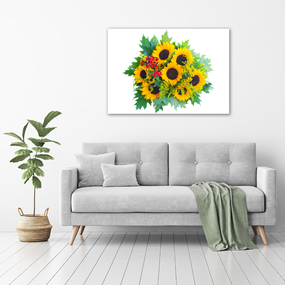 Tableau sur verre acrylique Bouquet de tournesols