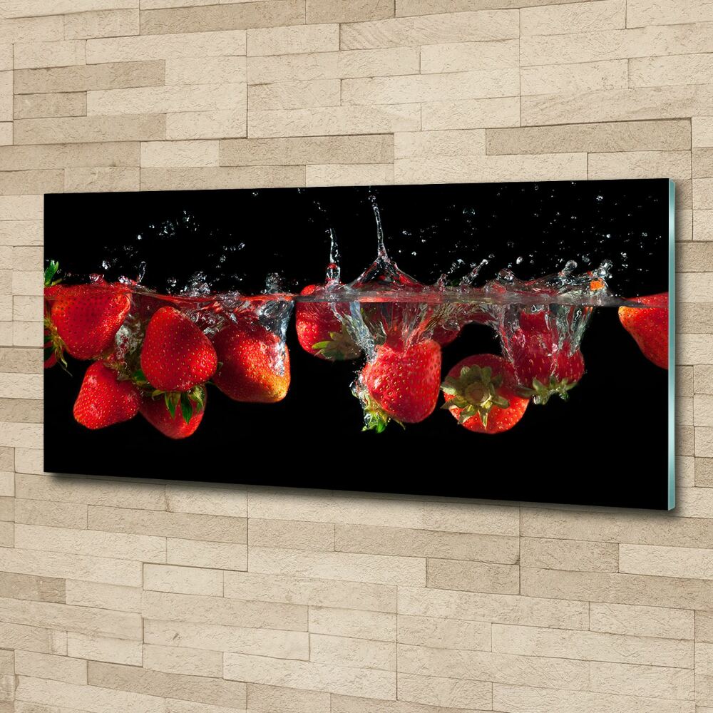 Tableau sur verre acrylique Fraises sous l'eau