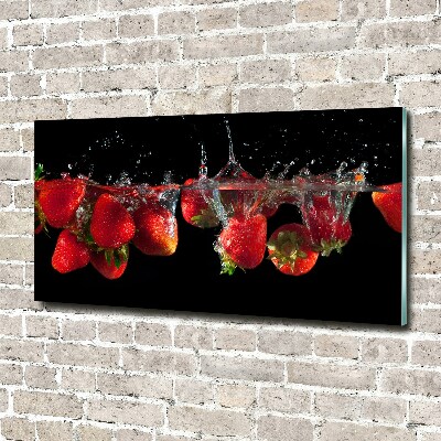 Tableau sur verre acrylique Fraises sous l'eau