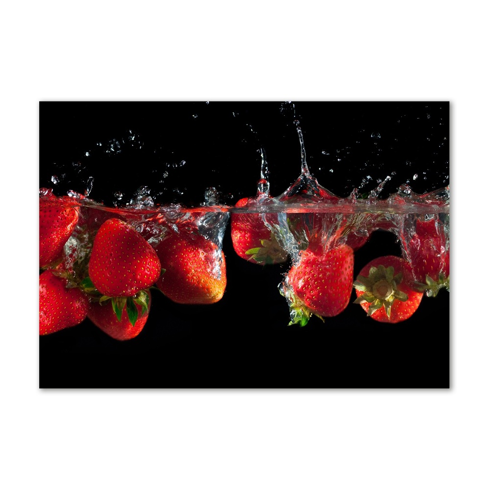 Tableau sur verre acrylique Fraises sous l'eau