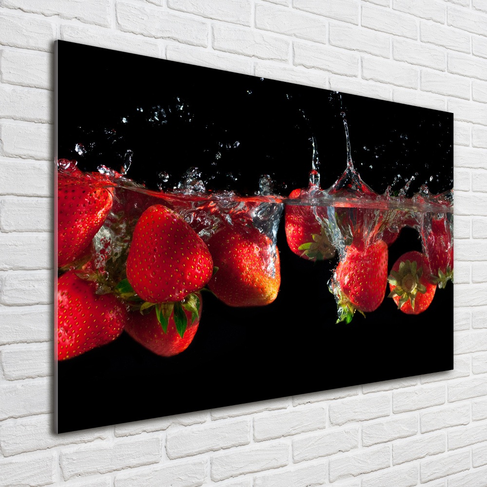 Tableau sur verre acrylique Fraises sous l'eau