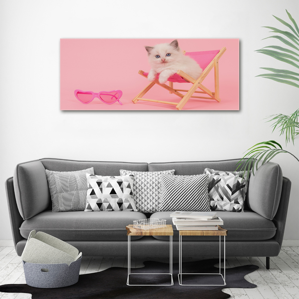 Tableau acrylique Chat sur une chaise longue