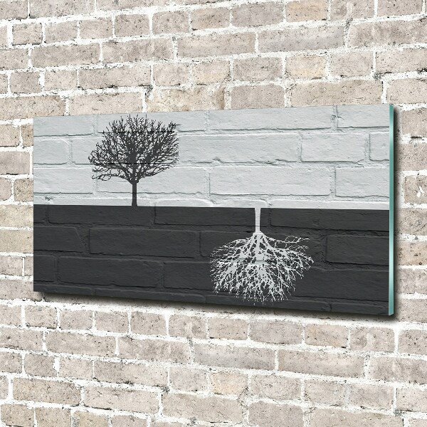 Tableau sur verre acrylique Arbres sur un mur