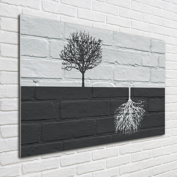 Tableau sur verre acrylique Arbres sur un mur