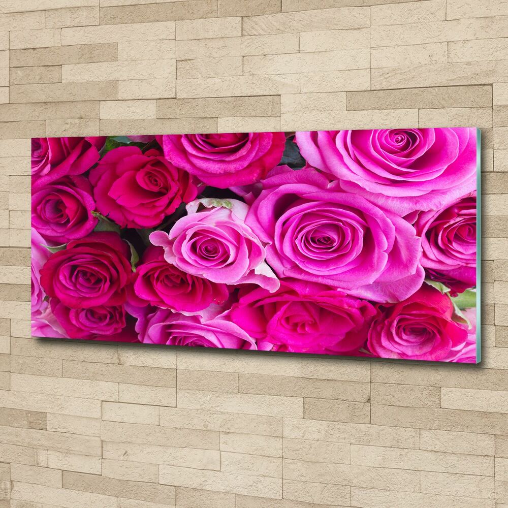 Tableau verre acrylique Bouquet de roses roses