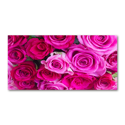 Tableau verre acrylique Bouquet de roses roses