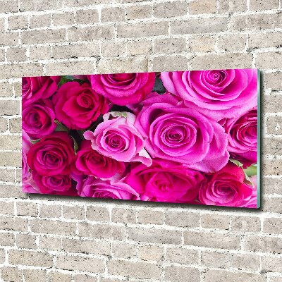 Tableau verre acrylique Bouquet de roses roses