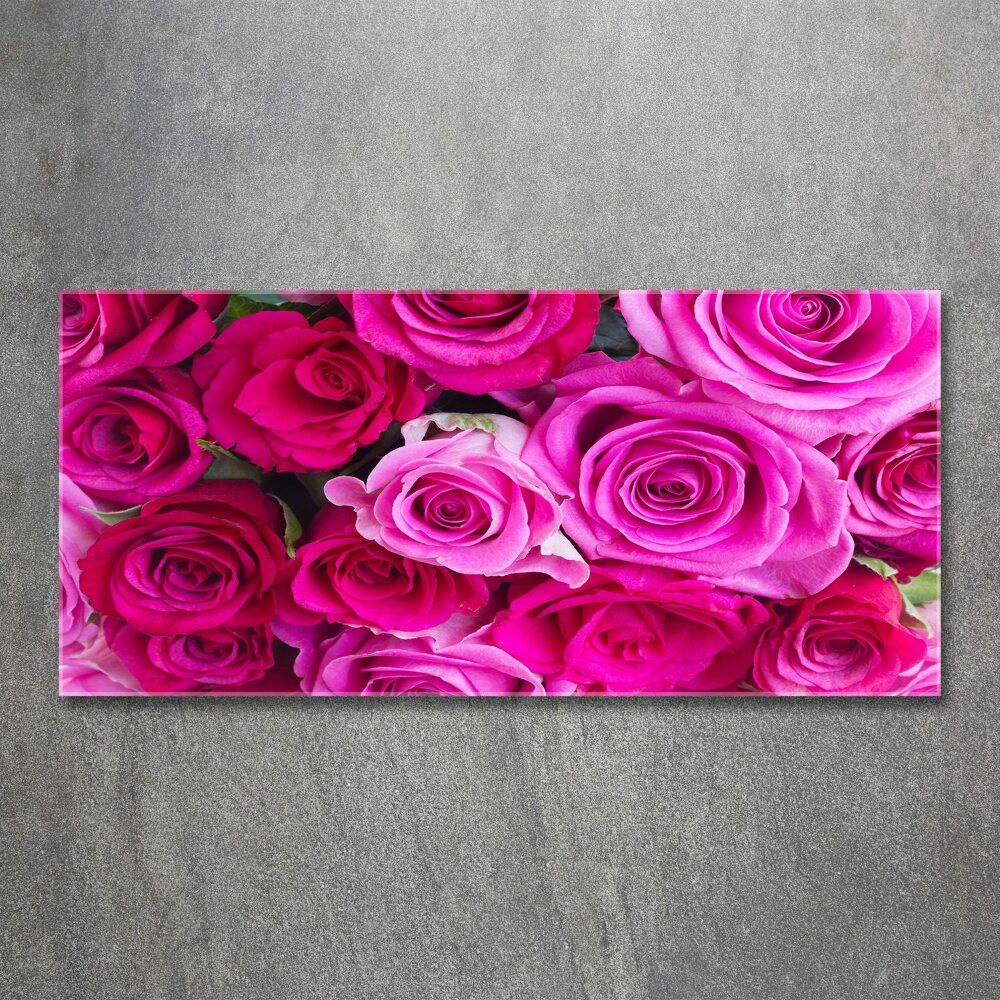 Tableau verre acrylique Bouquet de roses roses