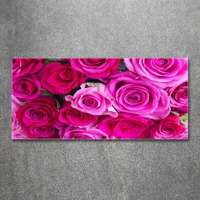 Tableau verre acrylique Bouquet de roses roses