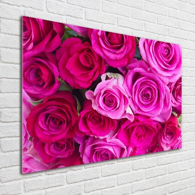 Tableau verre acrylique Bouquet de roses roses