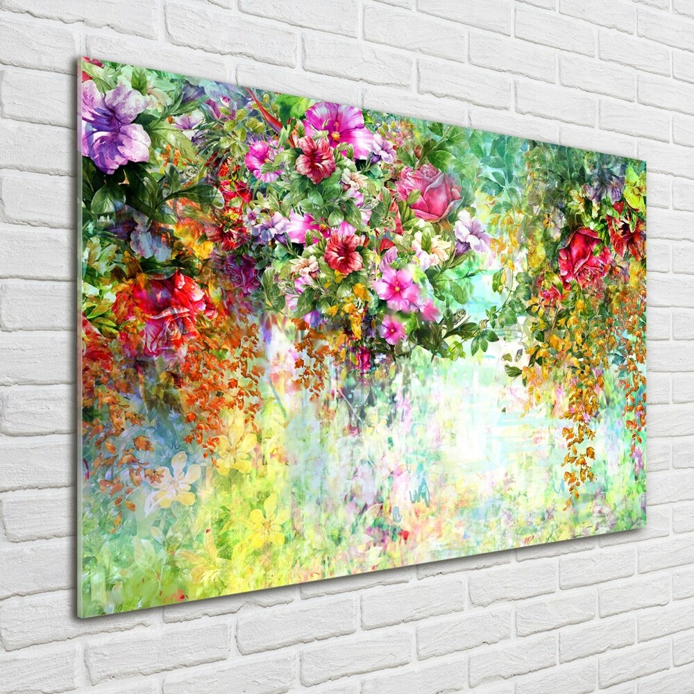 Tableau en acrylique Fleurs multicolores