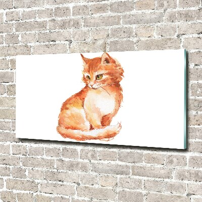 Tableau verre acrylique Chat rouge