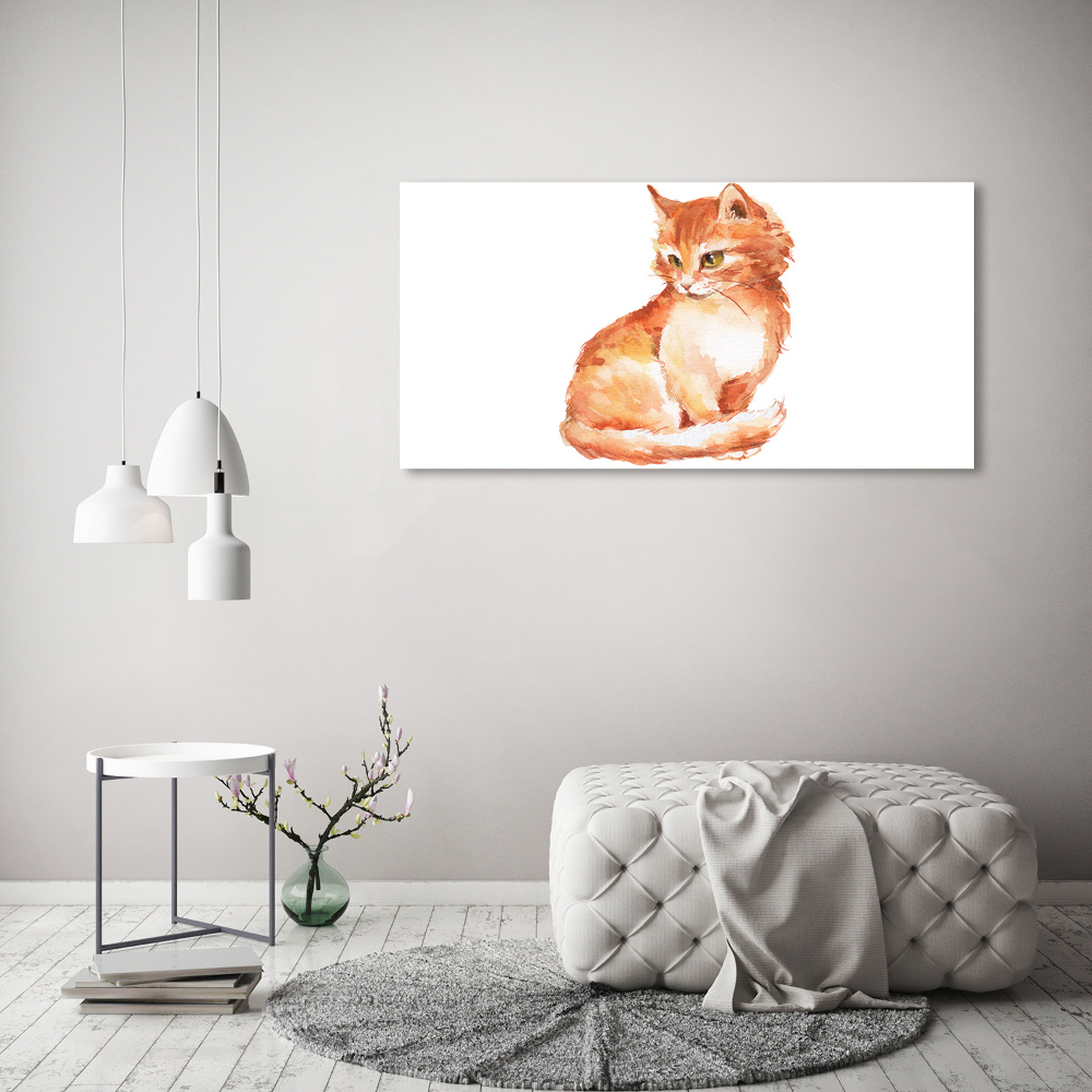 Tableau verre acrylique Chat rouge