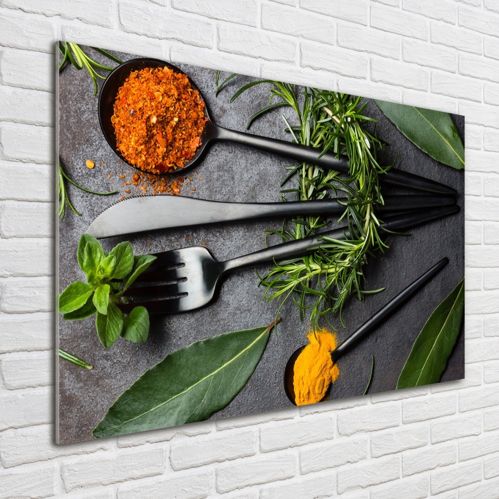 Tableau verre acrylique Couverts et condiments