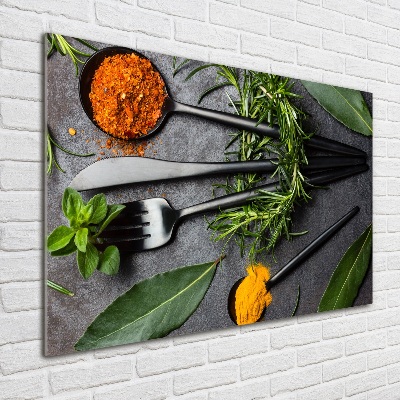 Tableau verre acrylique Couverts et condiments