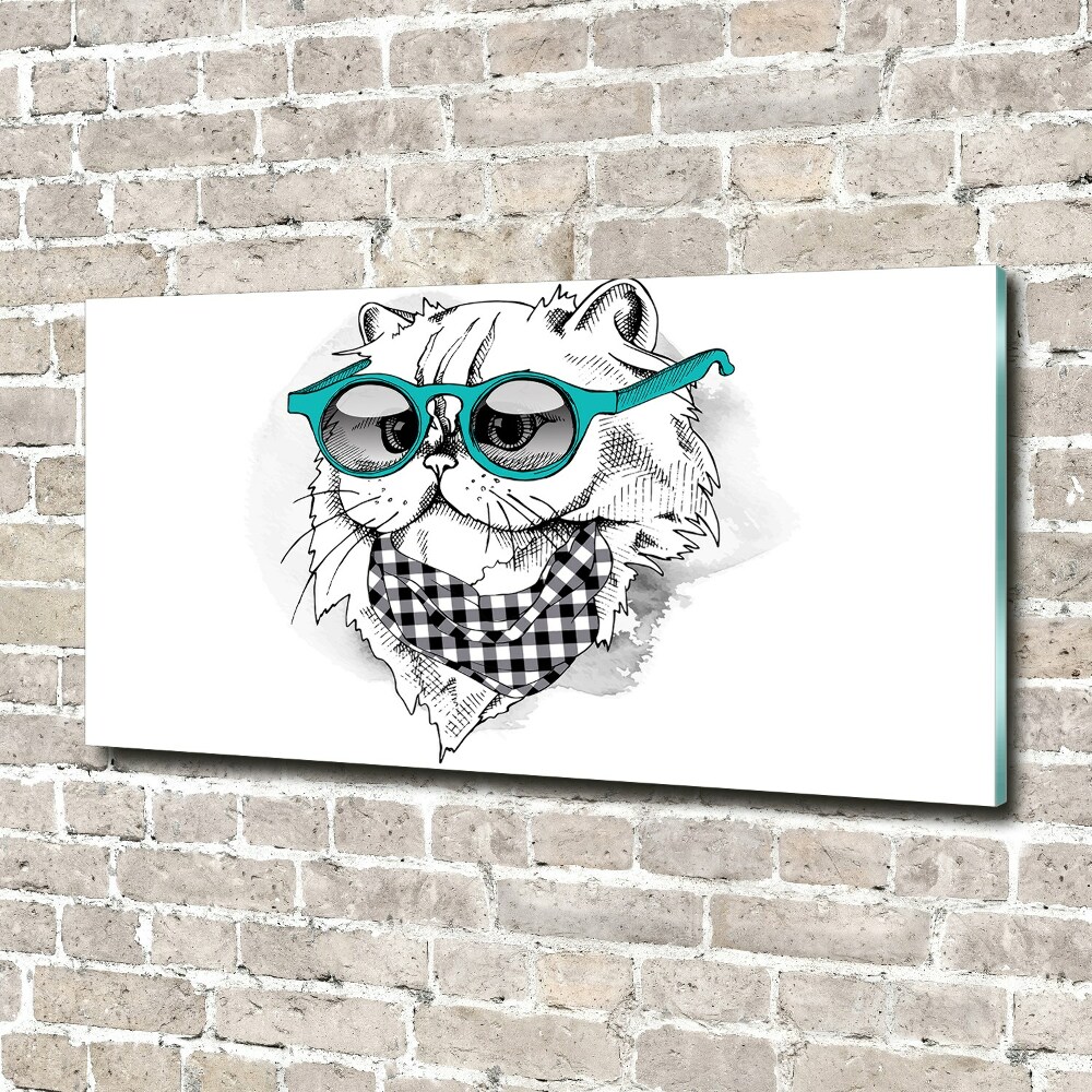 Tableau en acrylique Chat en lunettes