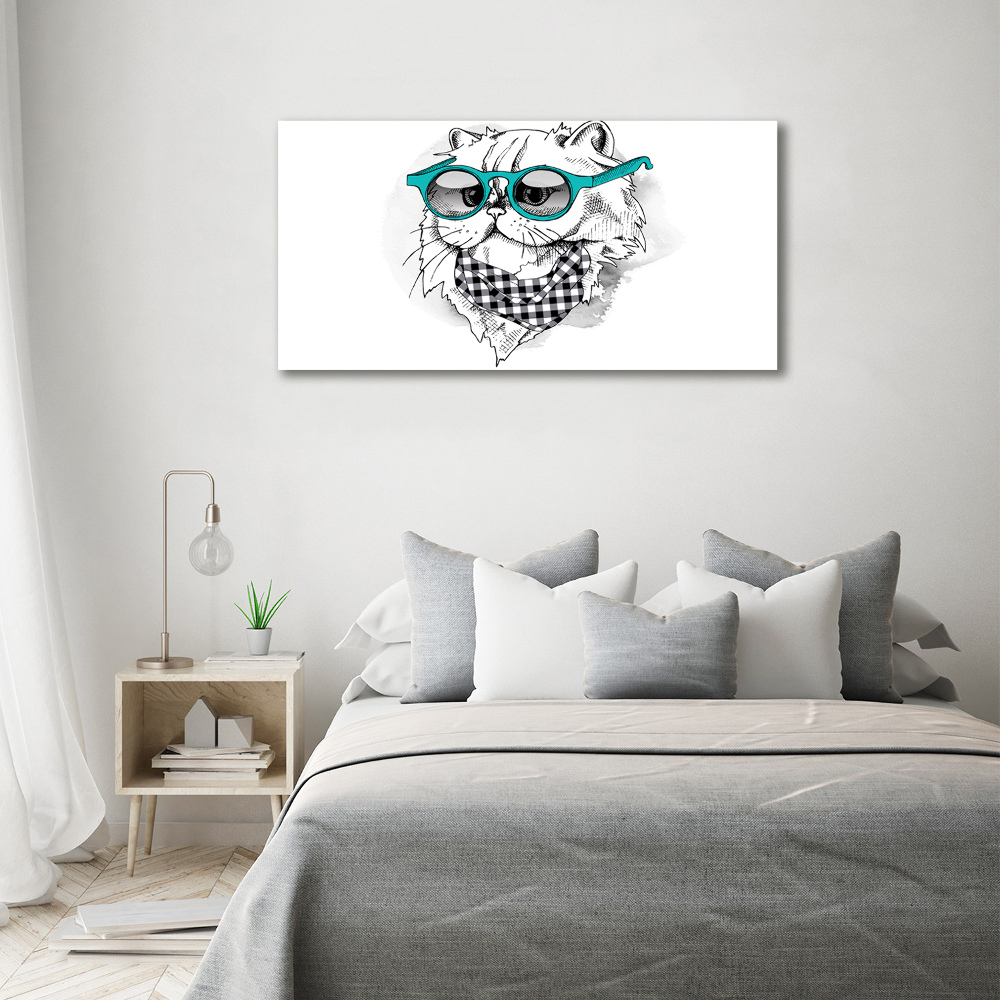 Tableau en acrylique Chat en lunettes