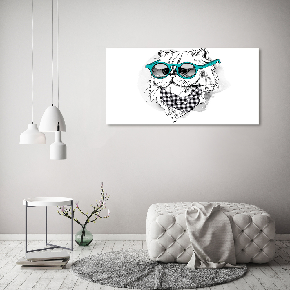 Tableau en acrylique Chat en lunettes