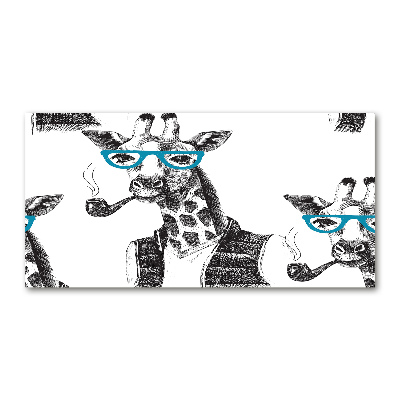 Tableau verre acrylique Girafe avec lunettes