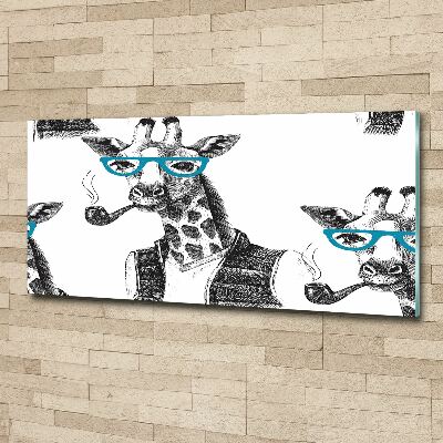 Tableau verre acrylique Girafe avec lunettes