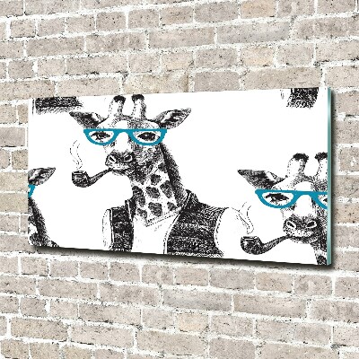 Tableau verre acrylique Girafe avec lunettes