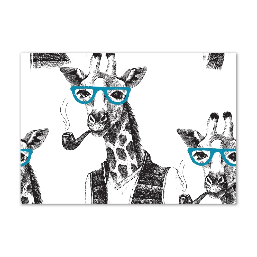 Tableau verre acrylique Girafe avec lunettes