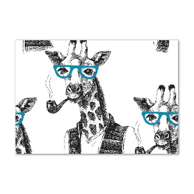 Tableau verre acrylique Girafe avec lunettes