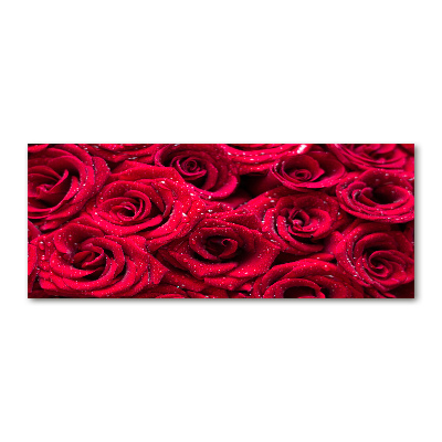 Tableau sur verre acrylique Gouttes sur roses