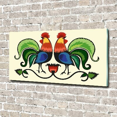 Acrylique tableau Motif folklorique des coqs