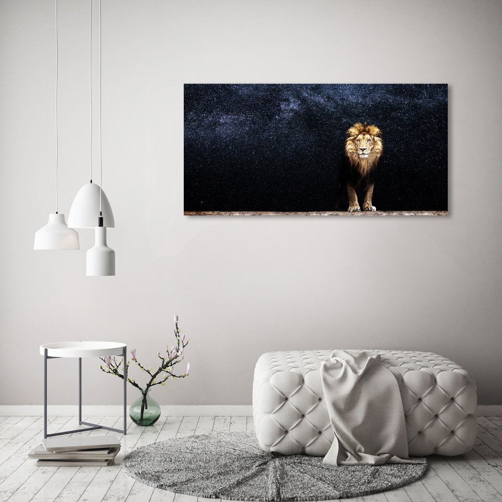 Tableau en acrylique Lion sur fond d'étoiles