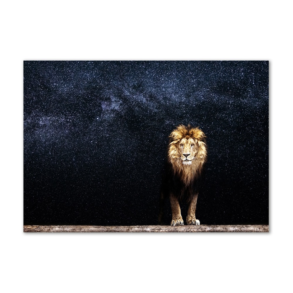 Tableau en acrylique Lion sur fond d'étoiles