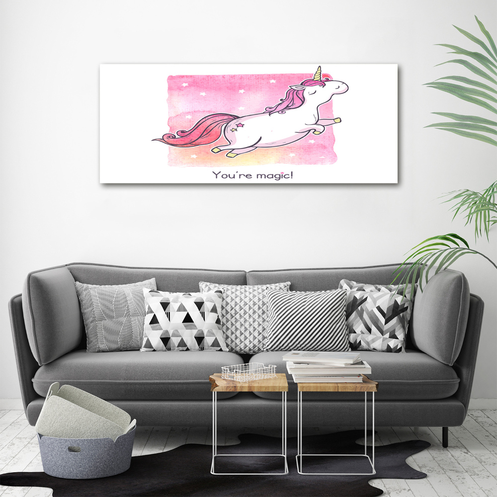 Tableau acrylique Licorne rose